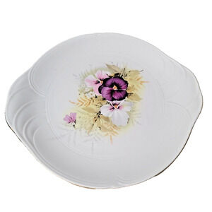 Vintage Royal Vale Serving Plate Purple Pansy Flower Lilac Handle Made England